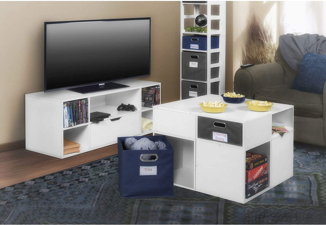 Storage Set 4 Cubes White Wood Grain Modern Contemporary Laminate - Diamond Home USA