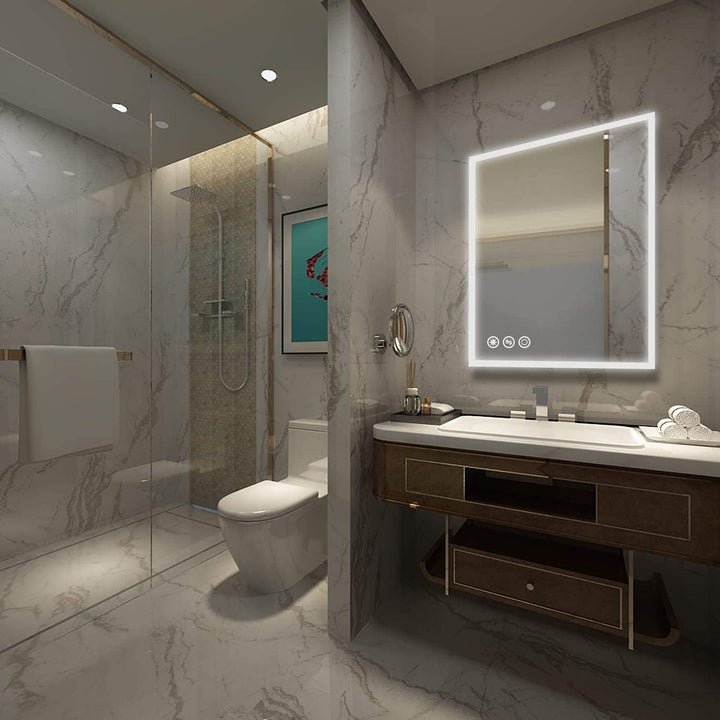 48 X 36 Inch Led Lighted Bathroom Wall Mounted Mirror 48"x36" Modern Contemporary Fog Free - Diamond Home USA