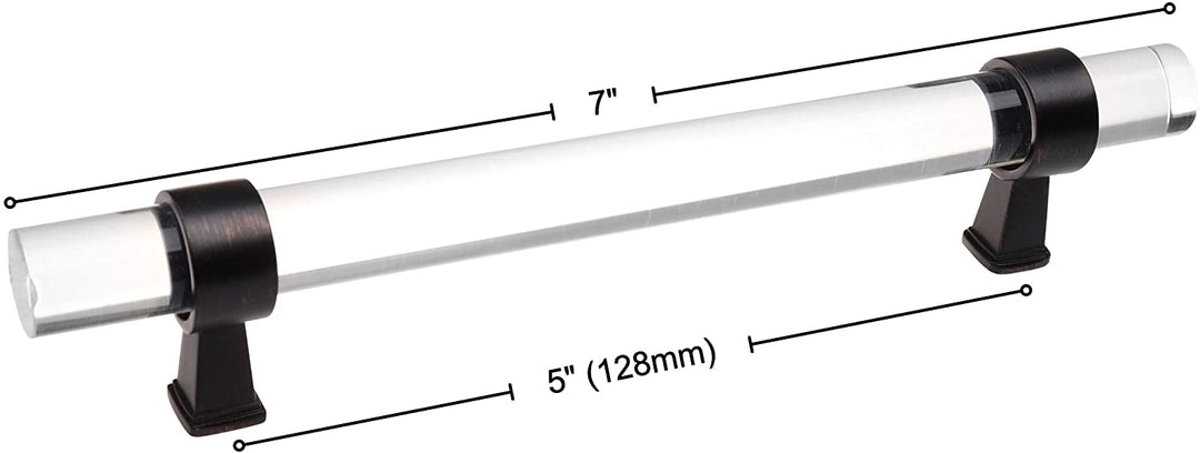 10 Pack 5 inch Center Acrylic Cabinet Pull Clear Modern Contemporary Oil Rubbed - Diamond Home USA