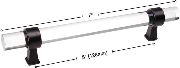 10 Pack 5 inch Center Acrylic Cabinet Pull Clear Modern Contemporary Oil Rubbed - Diamond Home USA