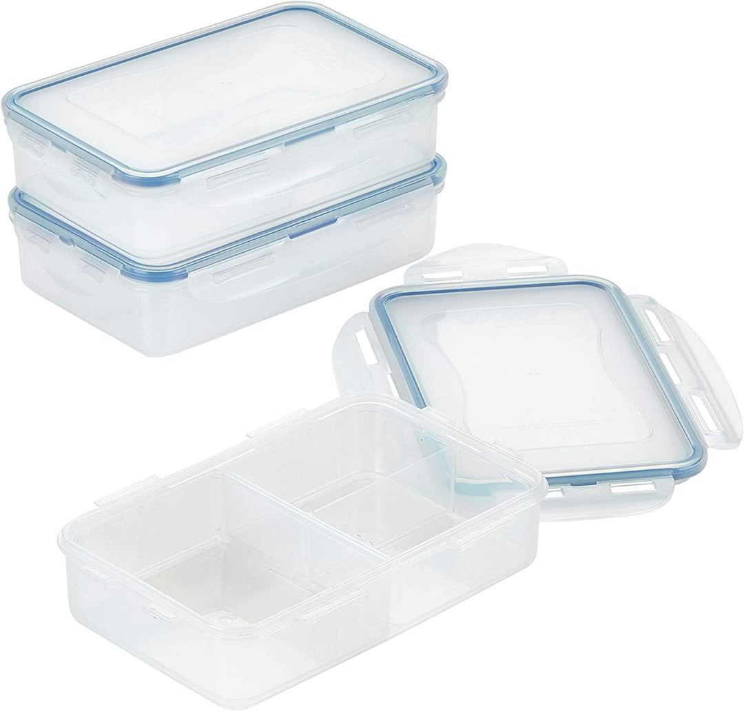 Go Meals Divided Food Storage 27oz 3 Pc Set Clear Plastic