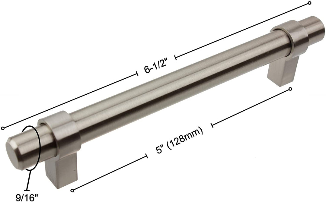 5 Pack 5 inch Center Solid Steel Euro Cabinet Pull Modern Contemporary Metal Finish - Diamond Home USA