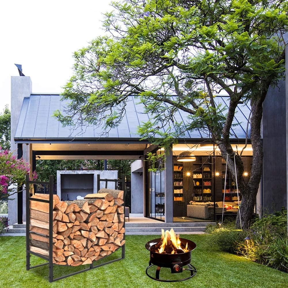 33" Firewood Holder Suitable Outdoor Indoor Black