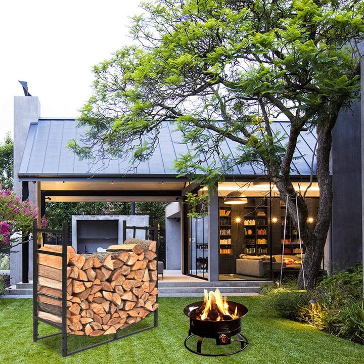33" Firewood Holder Suitable Outdoor Indoor Black