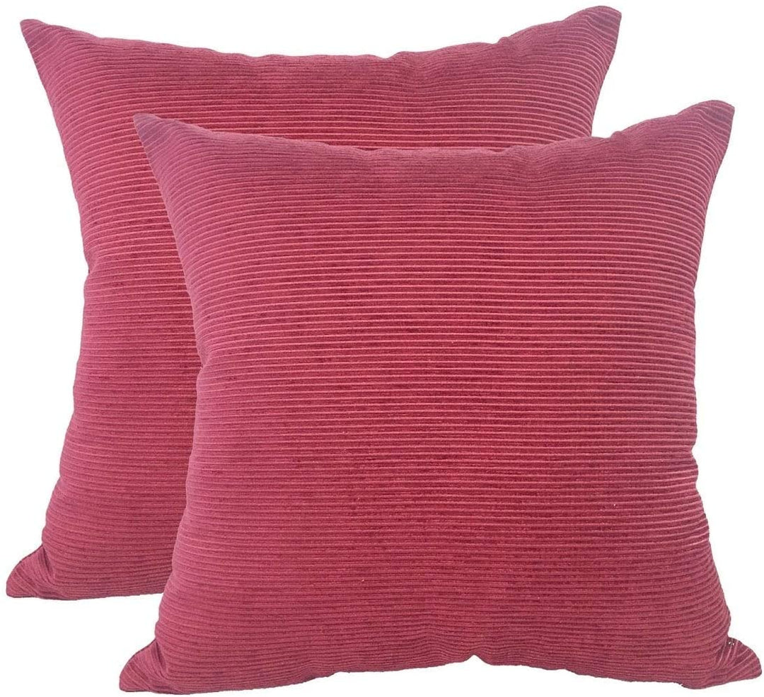 Solid Decor Sofa Pillow 18"x18" Set 2 Red Color Classic