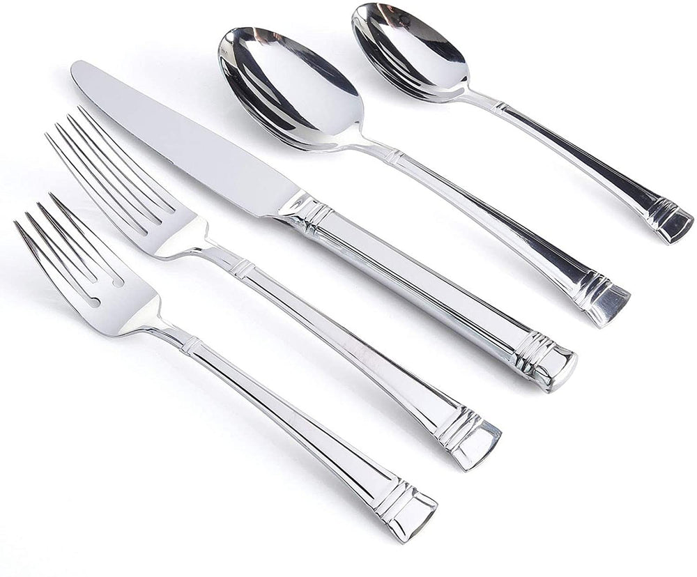 20 Piece Flatware Set Silver Stainless Steel - Diamond Home USA