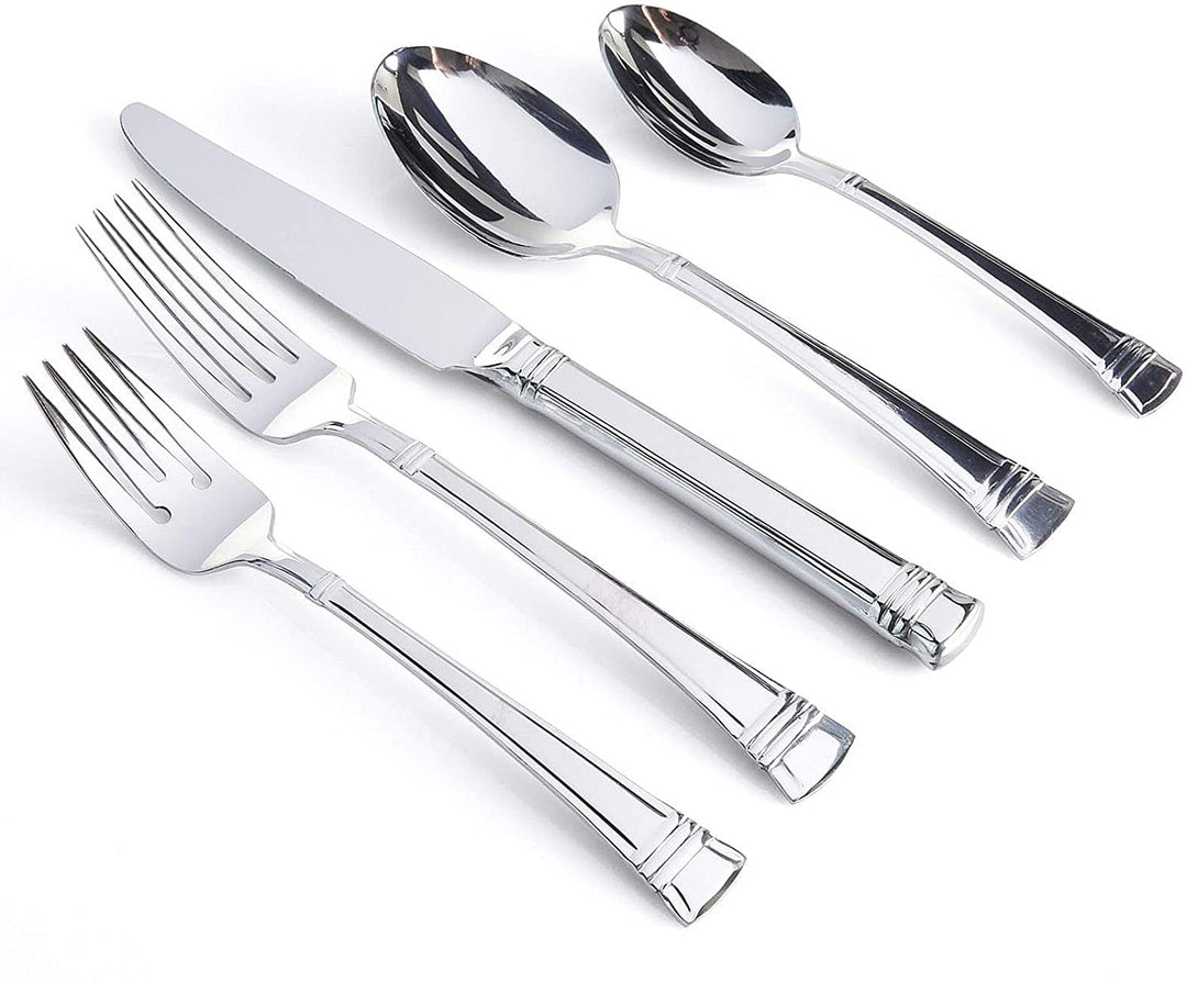 20 Piece Flatware Set Silver Stainless Steel - Diamond Home USA