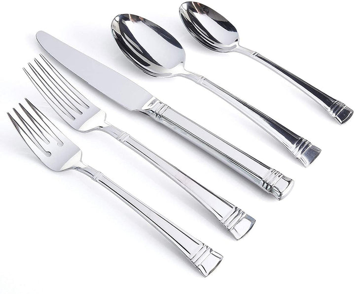 20 Piece Flatware Set Silver Stainless Steel - Diamond Home USA