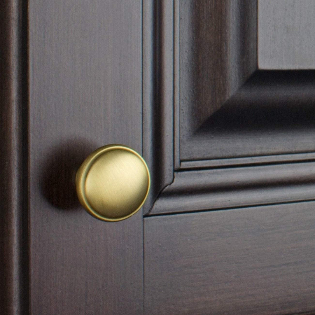 5 Pack 1 1/8 Satin Gold Round Ring Cabinet Knobs Traditional Zinc Finish - Diamond Home USA