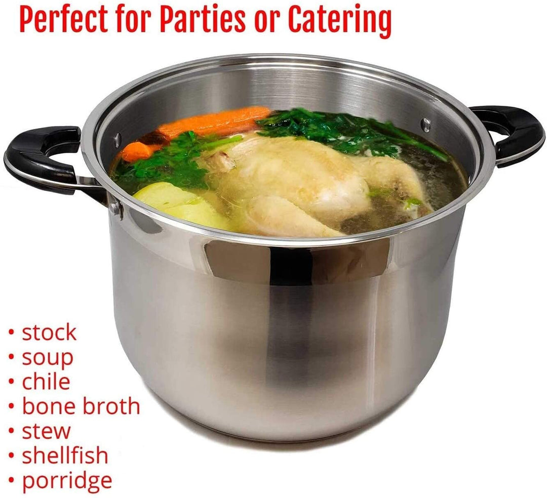 20 Qt Stainless Steel Tri ply Heavy Duty Gourmet Stock Pot Grey - Diamond Home USA