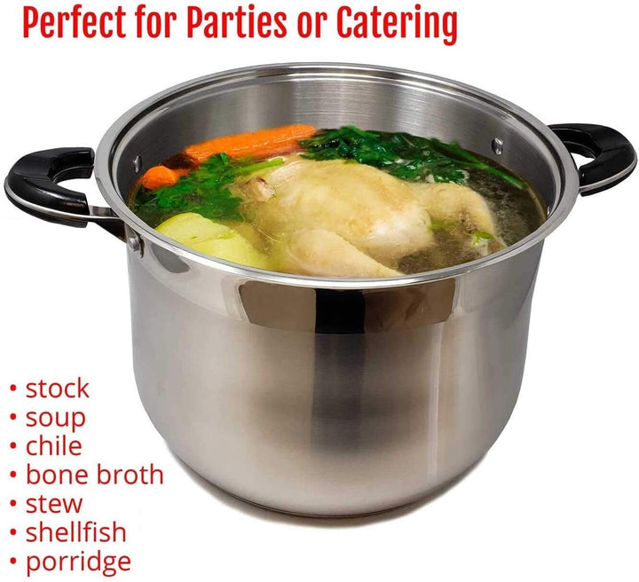 20 Qt Stainless Steel Tri ply Heavy Duty Gourmet Stock Pot Grey - Diamond Home USA