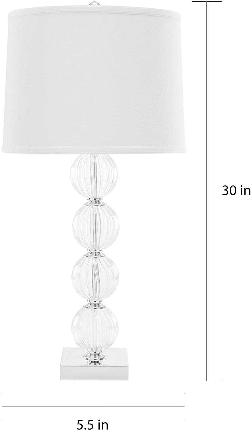 Lighting 30 inch White Crystal Glass Globe Table Lamp Clear Modern Contemporary Transitional Bulbs Included - Diamond Home USA