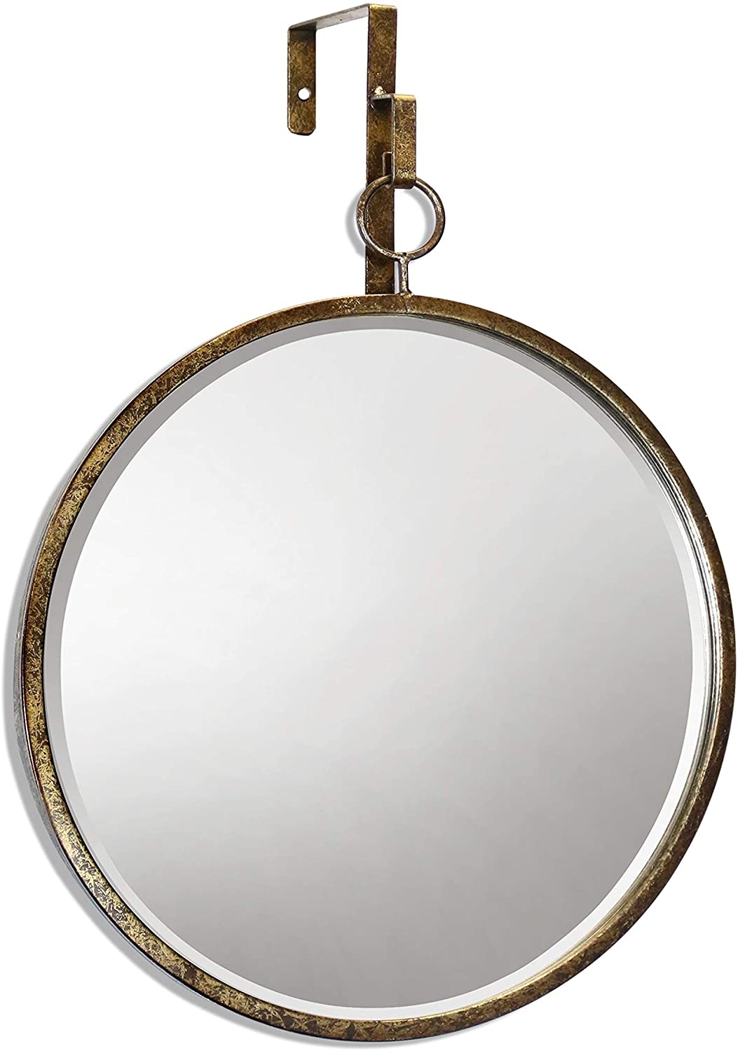 Harp Finial Haile 20 inch Plain Beveled Glass Mirror Gold