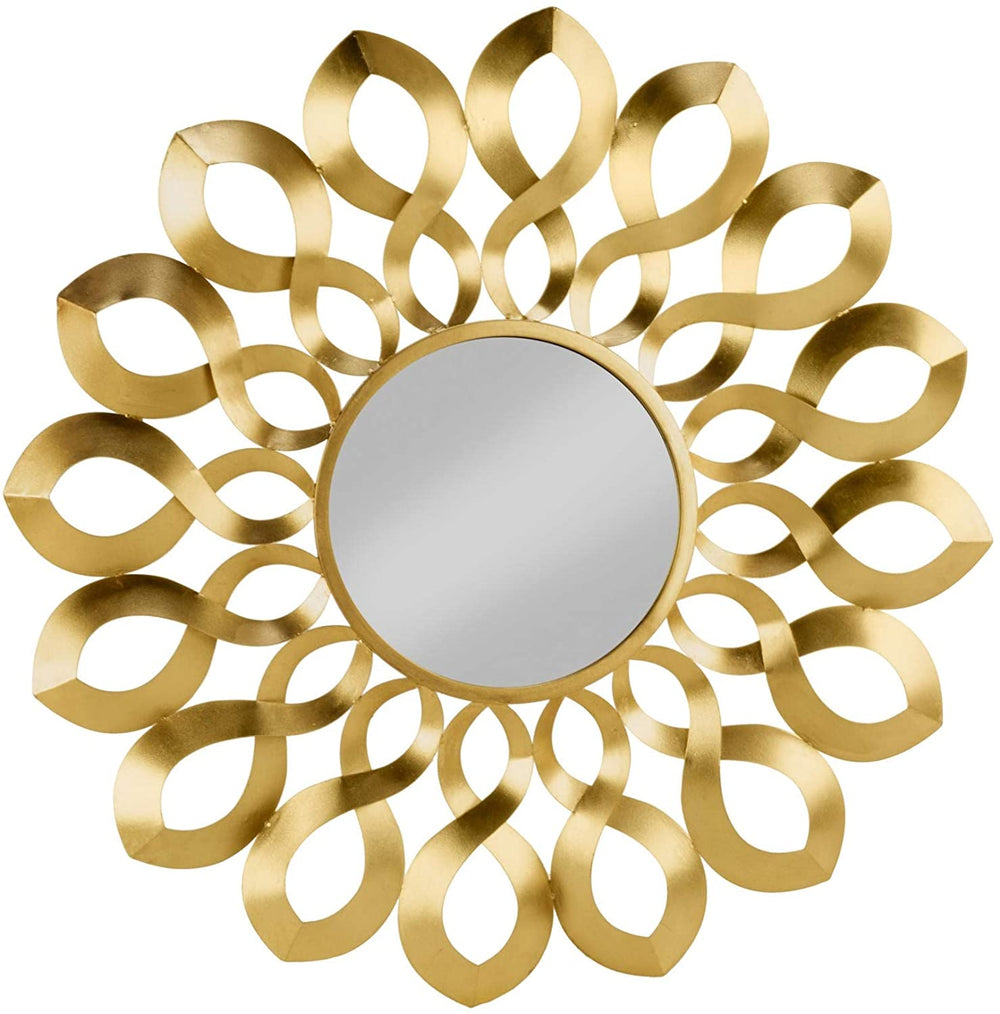 Gold Metal Wave Starburst Accent Mirror Glam Hand Painted - Diamond Home USA