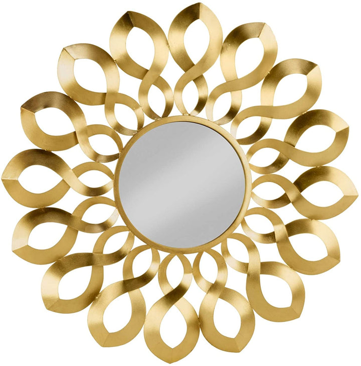 Gold Metal Wave Starburst Accent Mirror Glam Hand Painted - Diamond Home USA