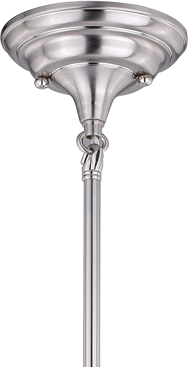 1 Light Satin Nickel Farmhouse Schoolhouse Pendant Clear Glass 12 W X 14 75 H D Grey Steel Dimmable