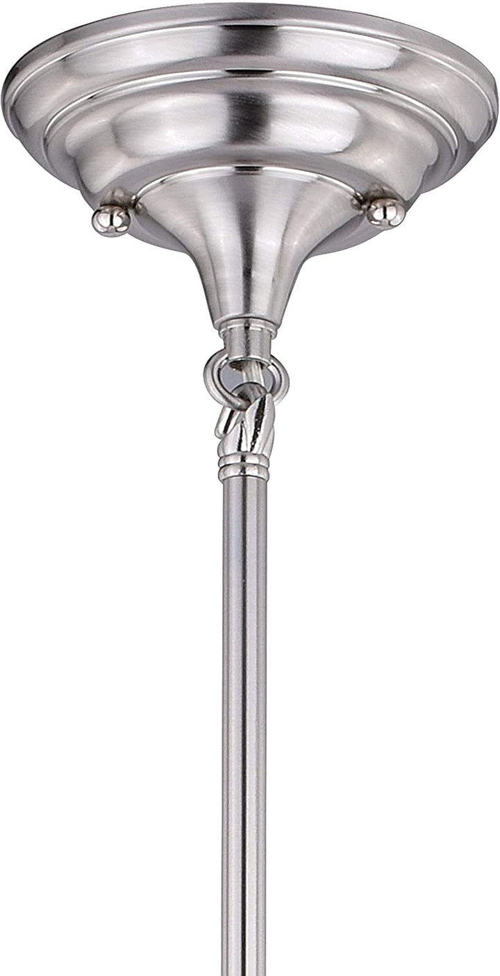 1 Light Satin Nickel Farmhouse Schoolhouse Pendant Clear Glass 12 W X 14 75 H D Grey Steel Dimmable