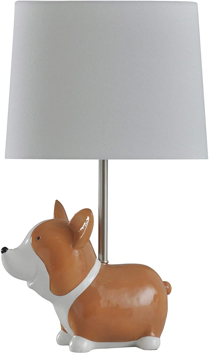 Brown/White Corgi Accent Lamp Beige