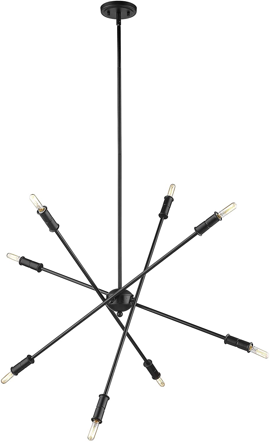 Mid y Modern Sputnik Matte Black Chandelier Mid