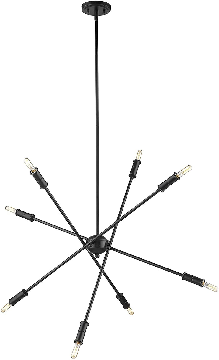 Mid y Modern Sputnik Matte Black Chandelier Mid