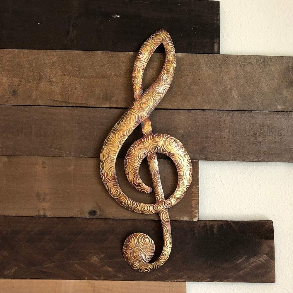 Music Note Wall Decor Gold Traditional Metal Handmade - Diamond Home USA