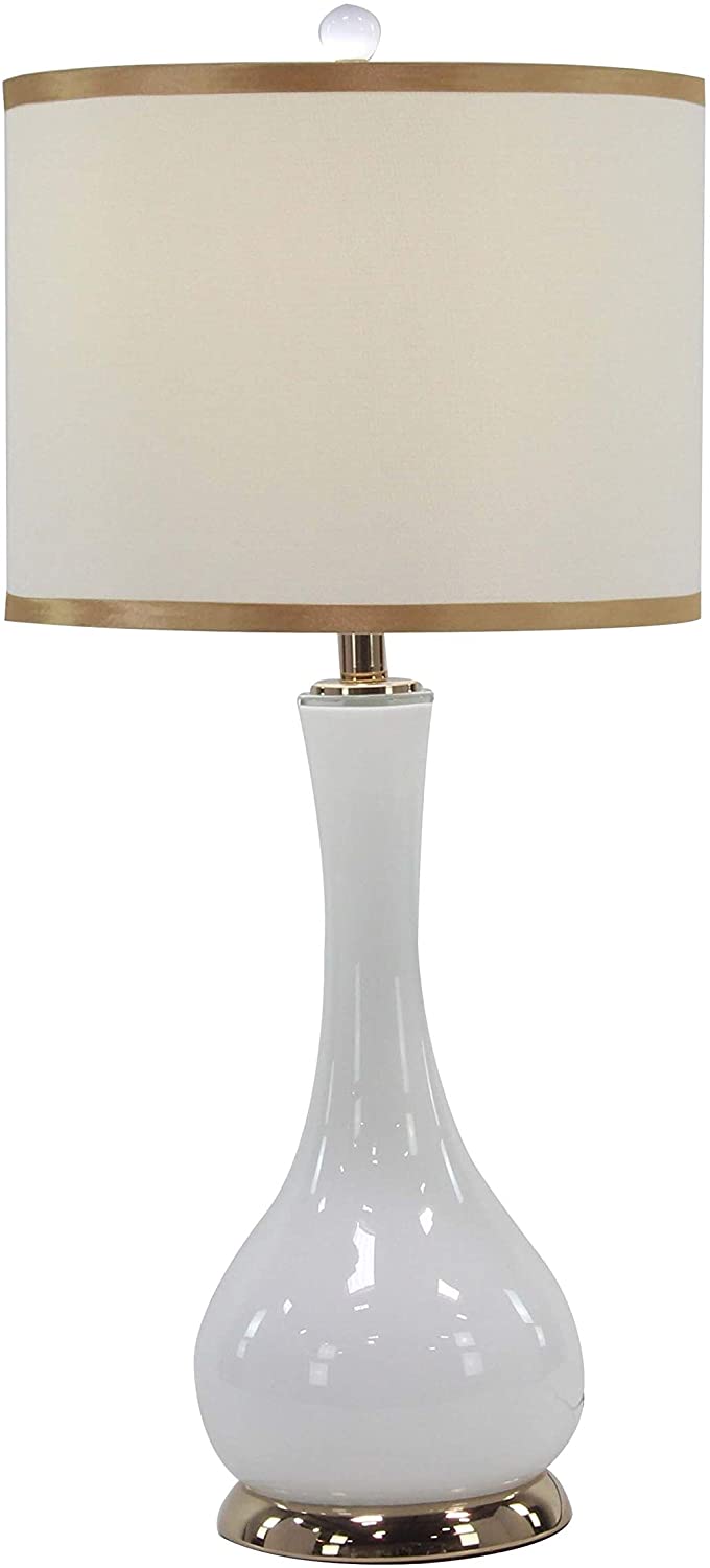 Modern Iron Glass Long Neck Table Lamp White
