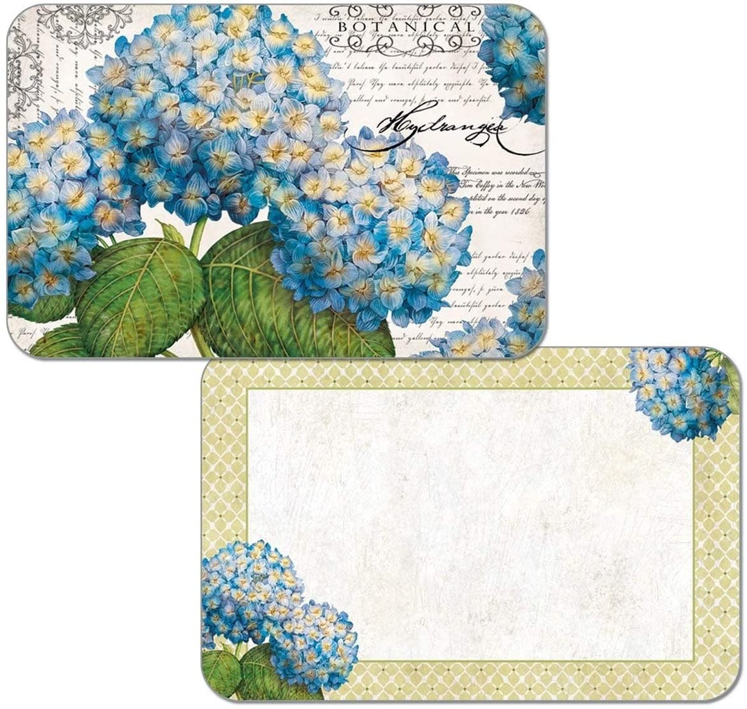 Wipe Clean Plastic Placemats Set 4 Botanical Hydrangea Color