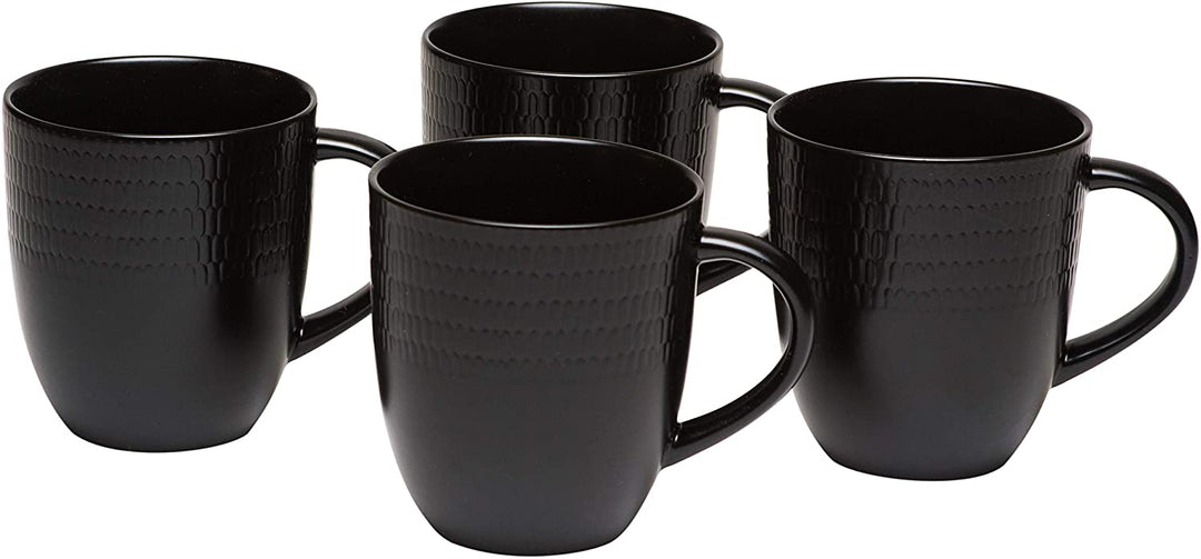 Black Rice Coffee Mug 12oz (Set 4) Textured Modern