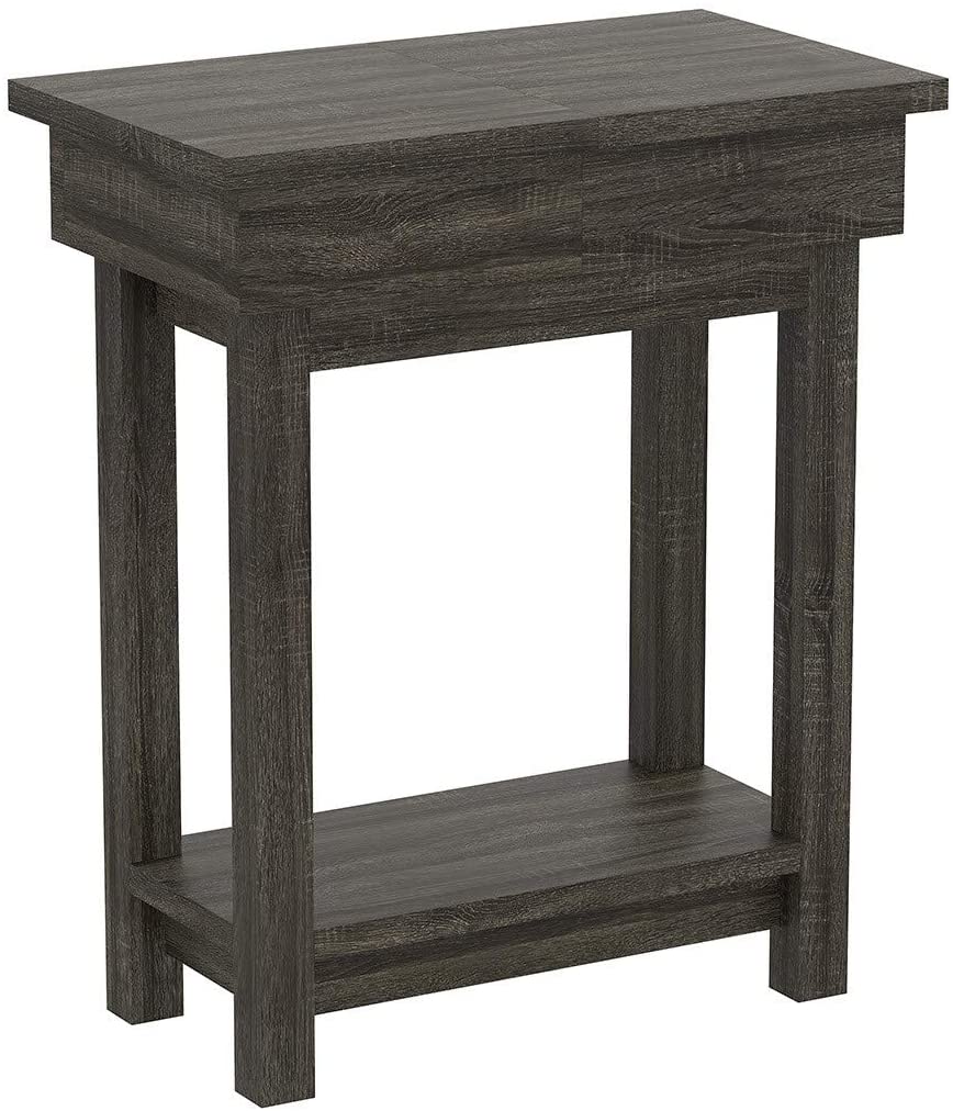 Accent Table 20l Dark Grey Open Top Drawer 20" X 11 4" 24" Modern Contemporary Rectangle MDF Wood Finish Drawers - Diamond Home USA