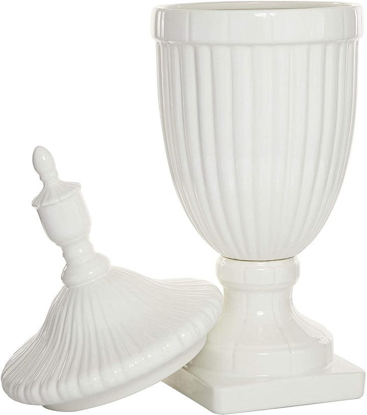 Updated Traditional White Ceramic 26 inches High X 10 inches Wide Gloss Urn Stone - Diamond Home USA