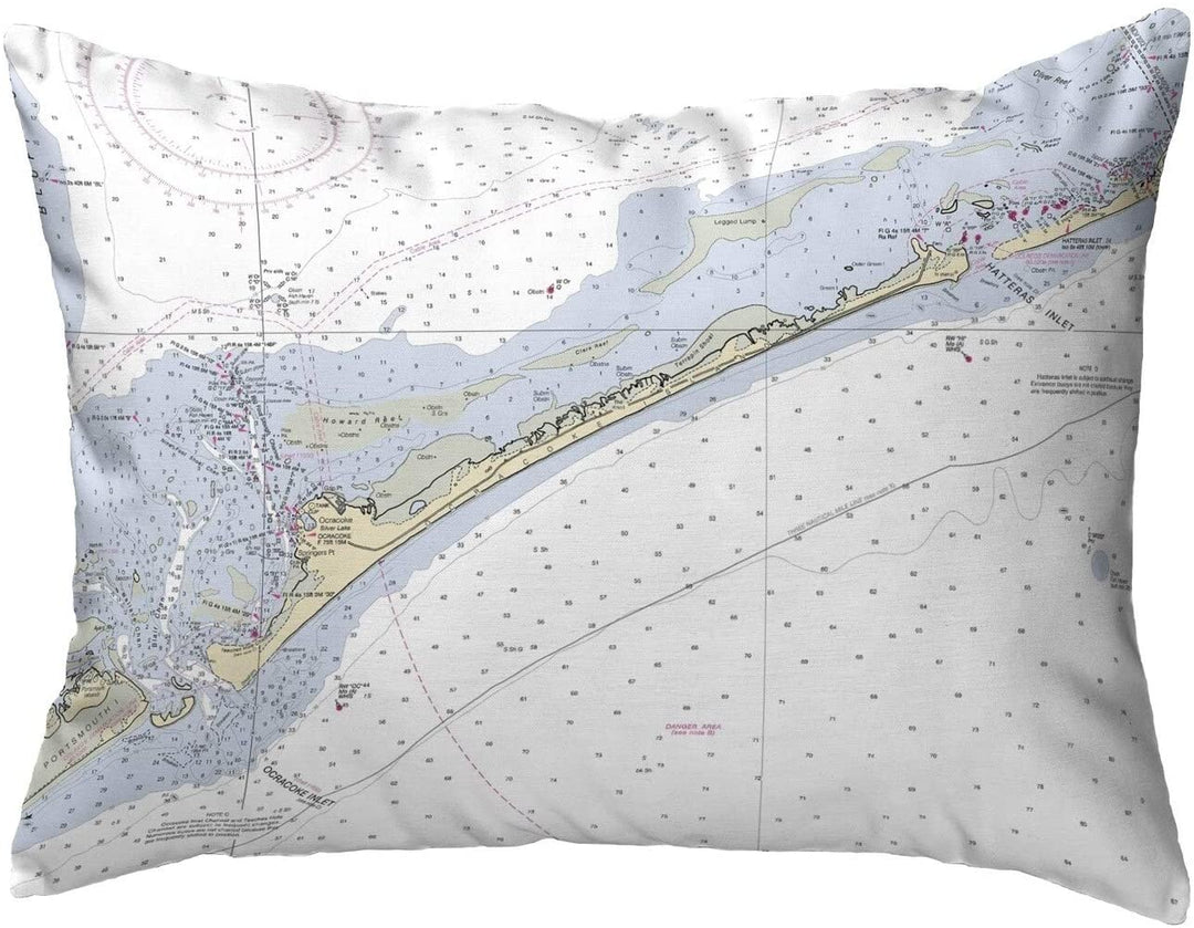 Inlet Nc Nautical Map Noncorded Indoor/Outdoor Pillow