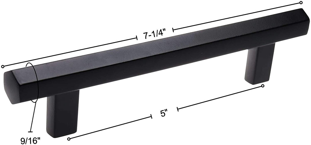 10 Pack 5 inch Center Solid Hexagon Bar Pull Matte Black Modern Contemporary Metal