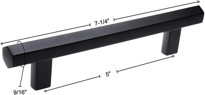 10 Pack 5 inch Center Solid Hexagon Bar Pull Matte Black Modern Contemporary Metal