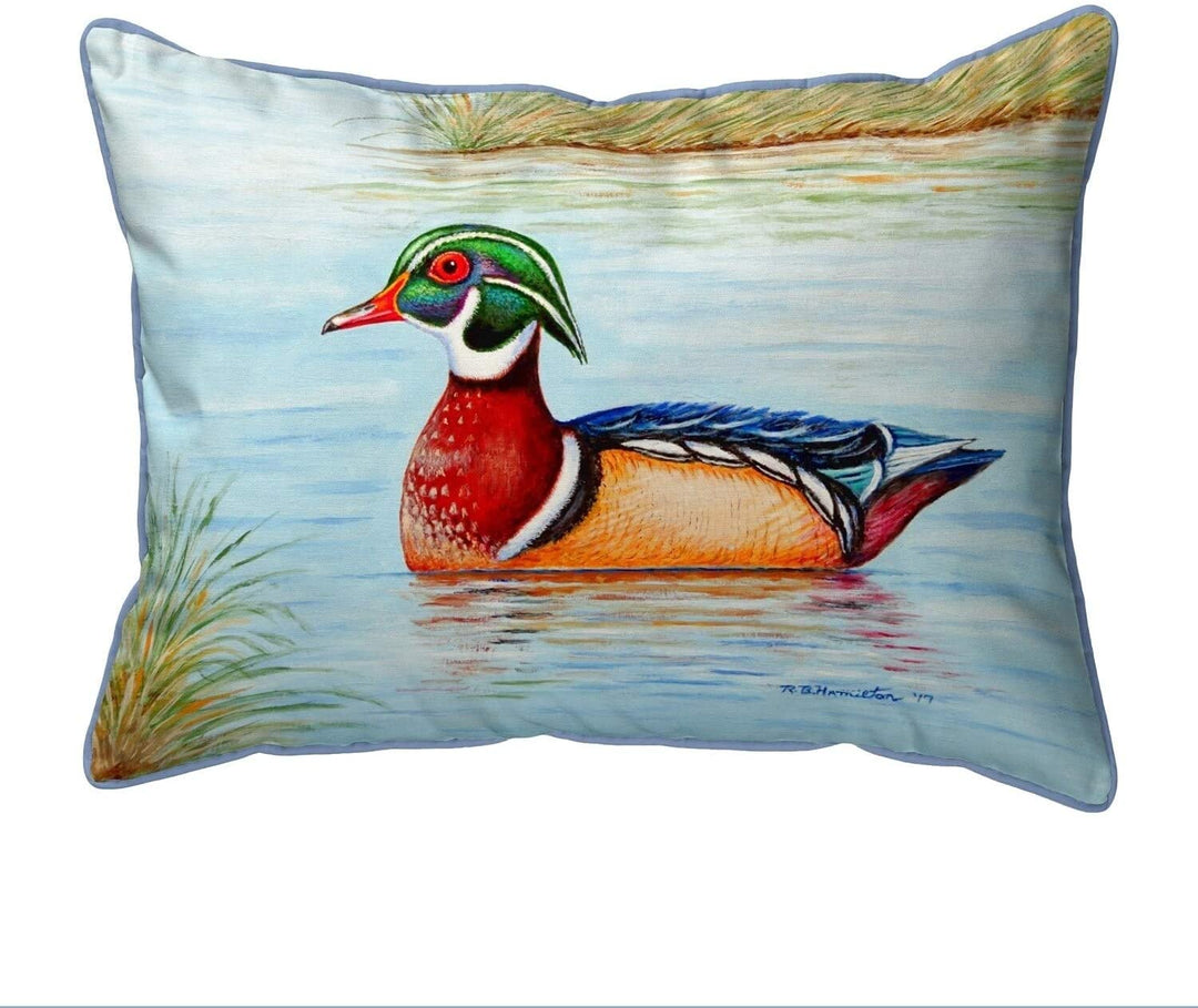 Male Wood Duck Ii Small Outdoor/Indoor Pillow 11x14 Color