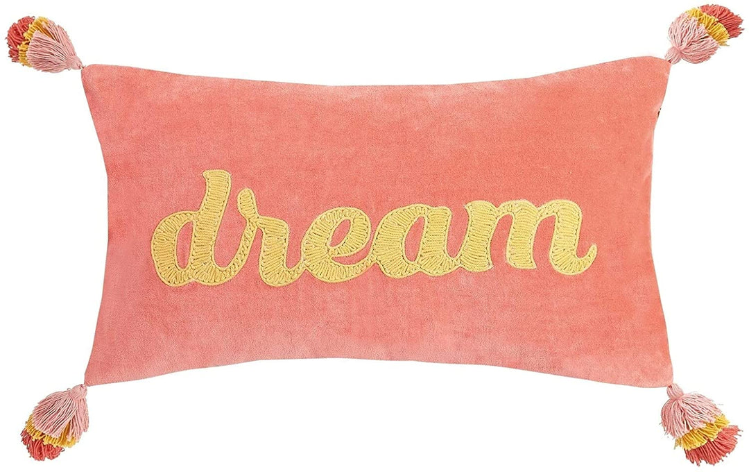 Dream Tassels Embroidered Pillow Color Motif Modern