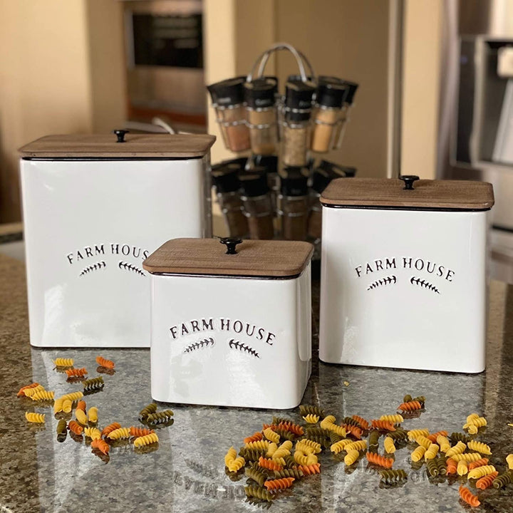 Vintage Inspired 3 Piece Metal Food Storage Canister Set