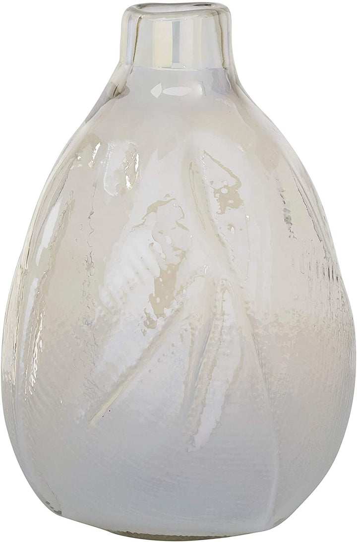 White Textured Glass Vase 11" X " 11 X