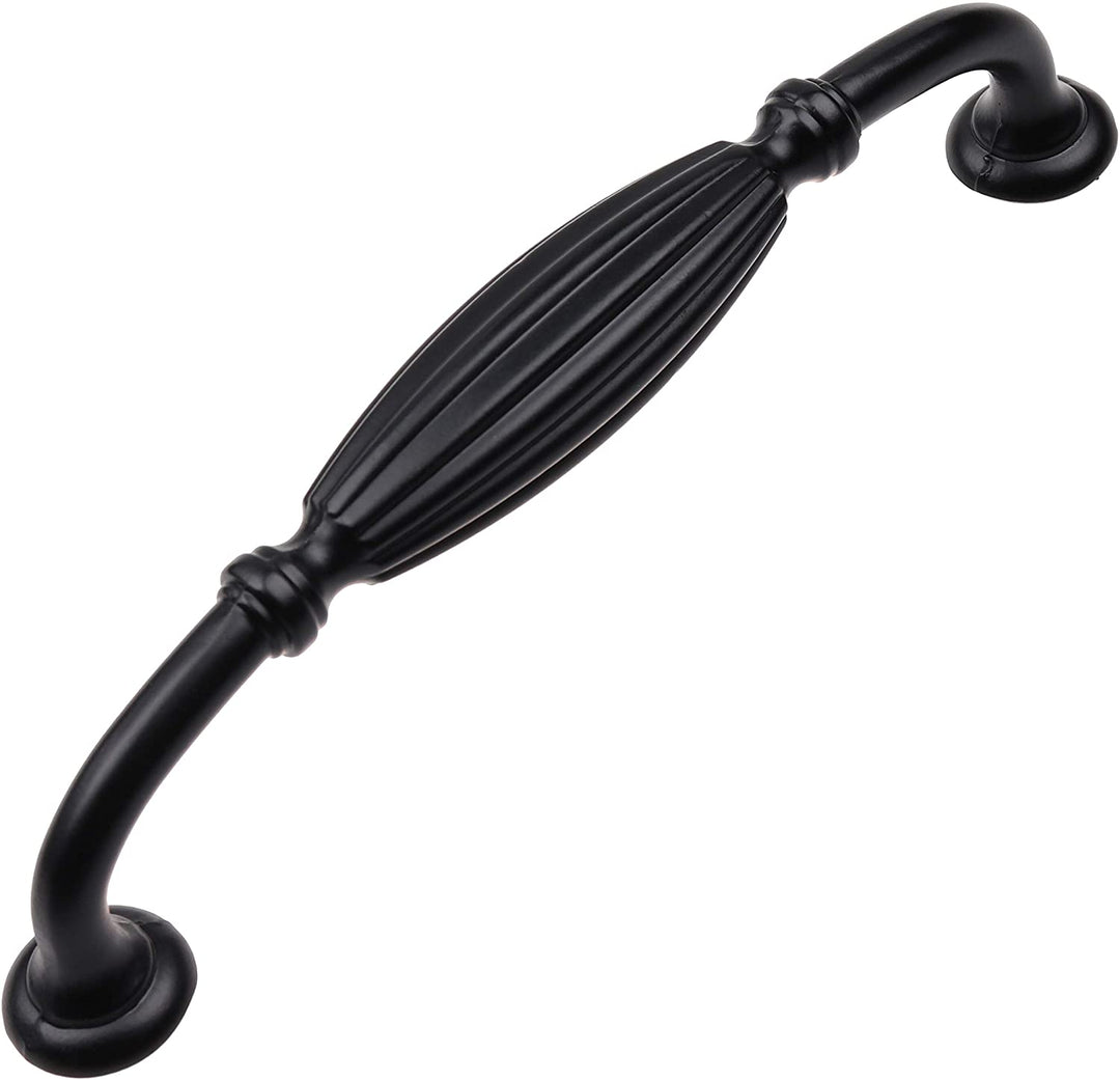 5 Pack 5 inch Center Fluted Cabinet Pull Black Modern