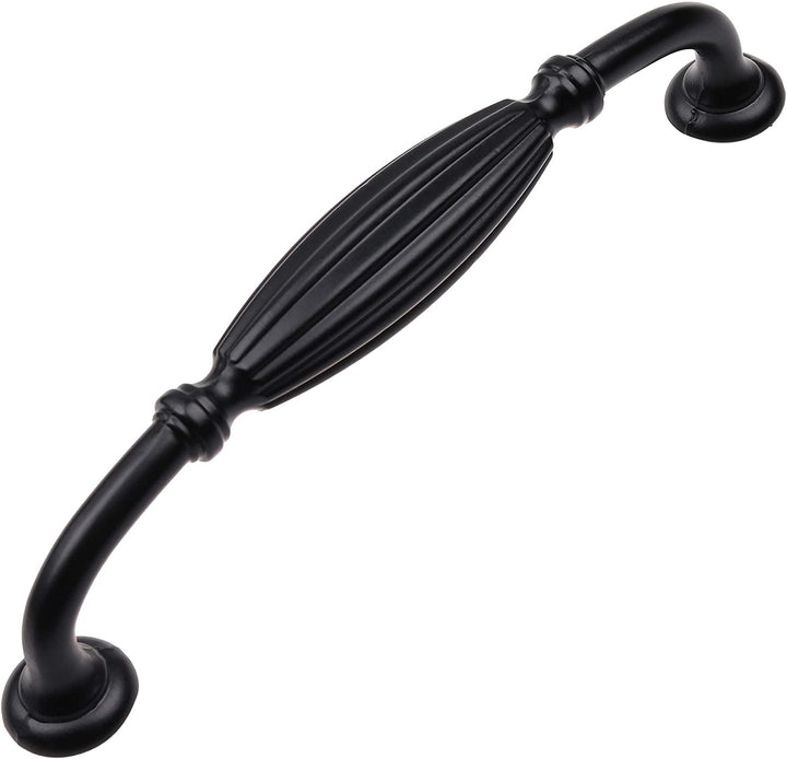 10 Pack 5 inch Center Fluted Cabinet Pull Black Modern