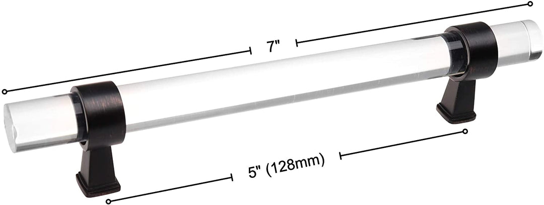 10 Pack 6 1/4 inch Center Acrylic Cabinet Pull Clear Modern Contemporary Oil Rubbed - Diamond Home USA