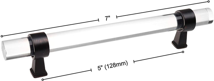 10 Pack 6 1/4 inch Center Acrylic Cabinet Pull Clear Modern Contemporary Oil Rubbed - Diamond Home USA