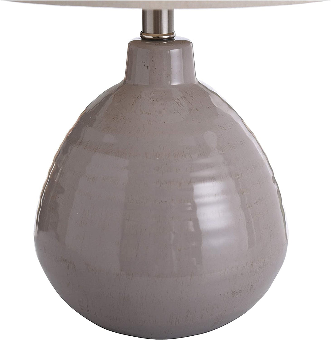 Ceramic Glacier Gray Table Lamp Beige Hardback Linen Shade White Modern Contemporary - Diamond Home USA