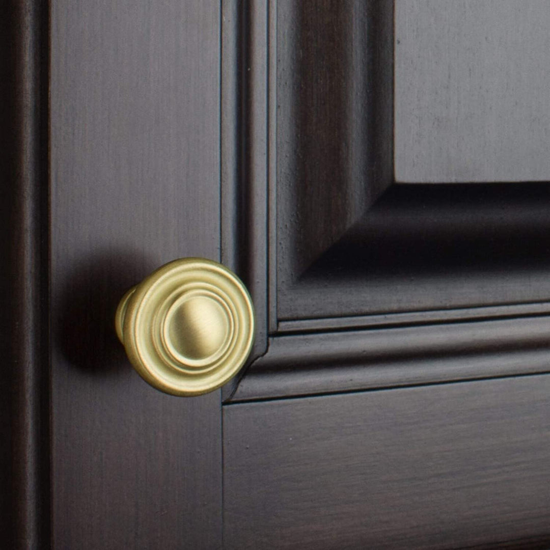 5 Pack 1 1/4 Satin Gold Round Ring Cabinet Knobs Traditional Zinc Finish - Diamond Home USA