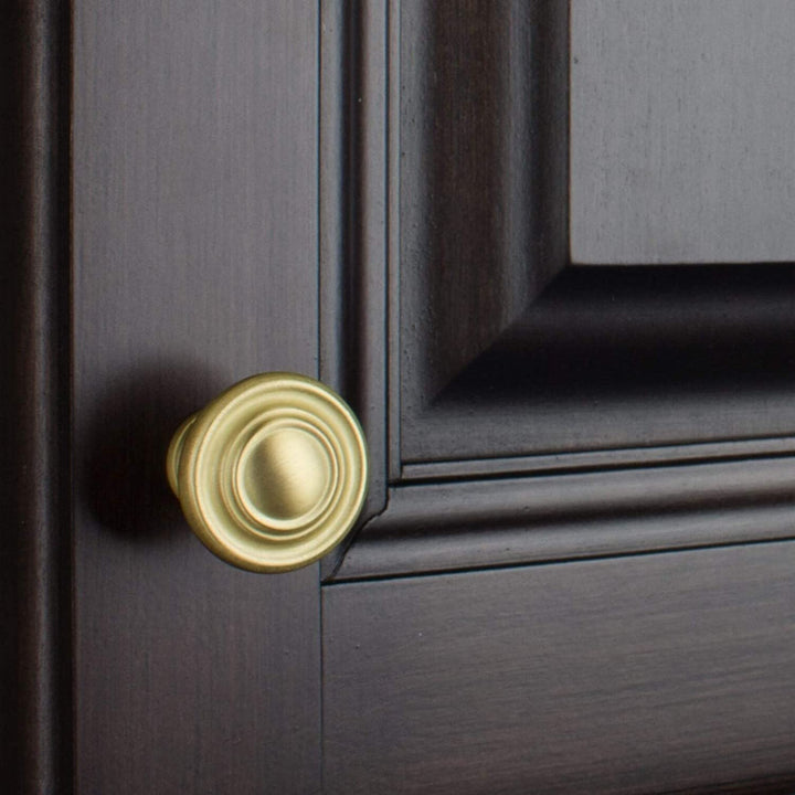 5 Pack 1 1/4 Satin Gold Round Ring Cabinet Knobs Traditional Zinc Finish - Diamond Home USA