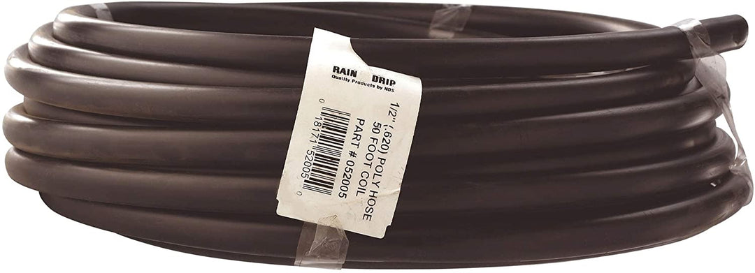 1/2 inch X 50 feet Black Poly Drip Watering Hose