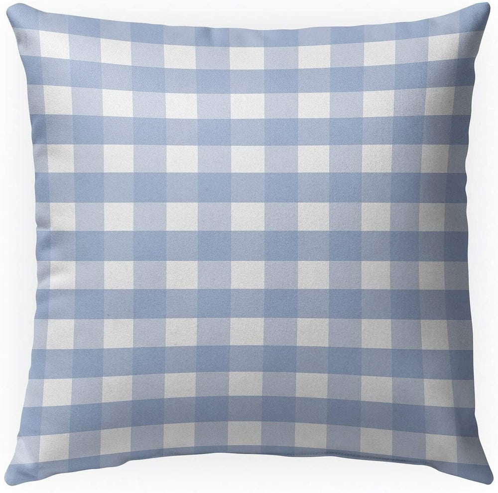 Gingham Dream Indoor|Outdoor Pillow by 18x18 Blue Plaid Modern Contemporary Polyester Removable Cover