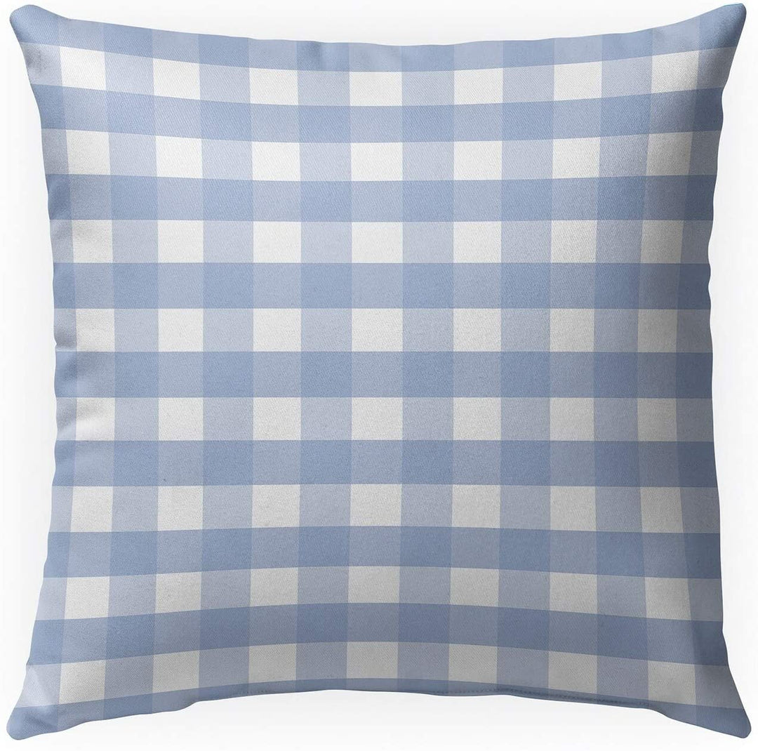 Gingham Dream Indoor|Outdoor Pillow by 18x18 Blue Plaid Modern Contemporary Polyester Removable Cover
