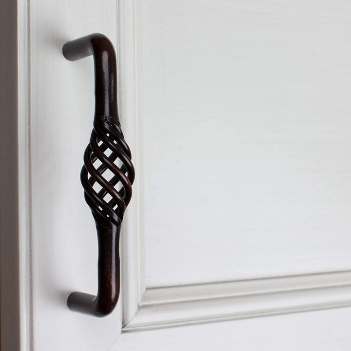 3 3/4 inch Screw Center Twisted Birdcage Cabinet Hardware Pull Oil Rubbed Bronze (Pack 25) Black Brown Classic Metal Finish - Diamond Home USA