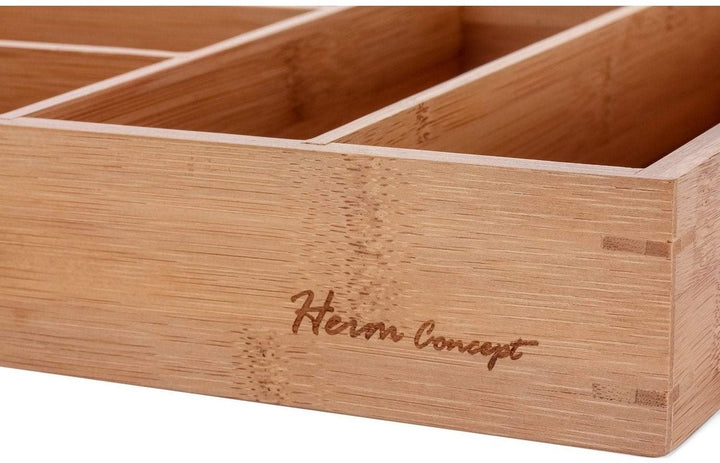 Bamboo Utility Drawer 6 Slot Organizer Cutlery Tray Bronze Wood - Diamond Home USA