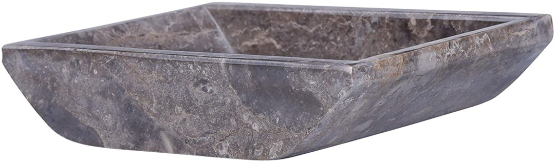 Charcoal Marble 5 1/8" X 4 1/4" Boat Shaped Candle Holder Plate Grey Glossy - Diamond Home USA